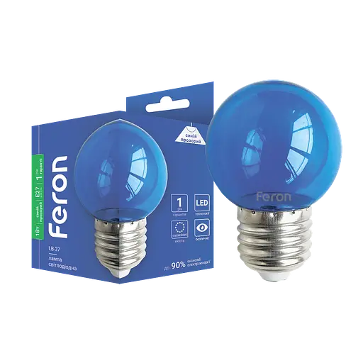 Світлодіодна декоративна лампа Feron LB-37 1 Вт E27 синя прозора - фото 1