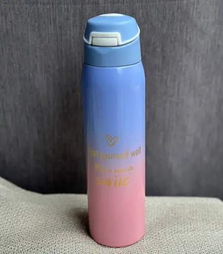 Термос "Happiness Comes" сине-розовый градиент нержавеющая сталь 500 мл - фото 3
