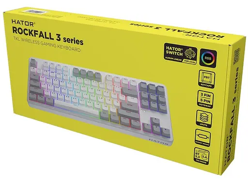 Клавіатура HATOR Rockfall 3 Mecha TKL Wireless Orange White (HTK851UA) - фото 7