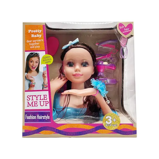 Кукла-манекен для прически 3393(Blue) голубой, аксессуары для прически 30х28х7 см