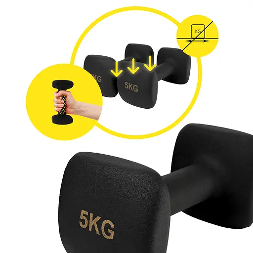 Гантелі вінілові Cornix Square 2 x 5 кг XR-0410 Black - фото 7