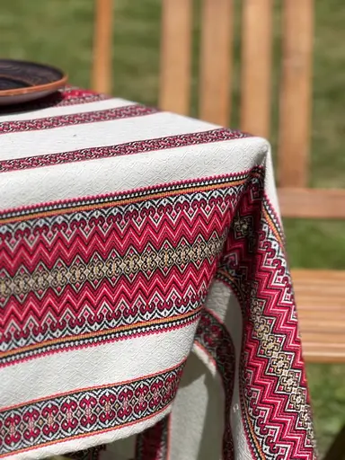 Лляна скатертина різдвяна з українським орнаментом Спадщина 290х150 см - фото 5