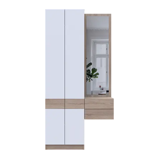 Прихожая Сола Doros 1+2 Дуб Сонома/Белый ДСП / зеркало 105х40х215 (42005150) - фото 4