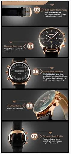 Мужские классические часы Skmei 9117 Black Gold - фото 7