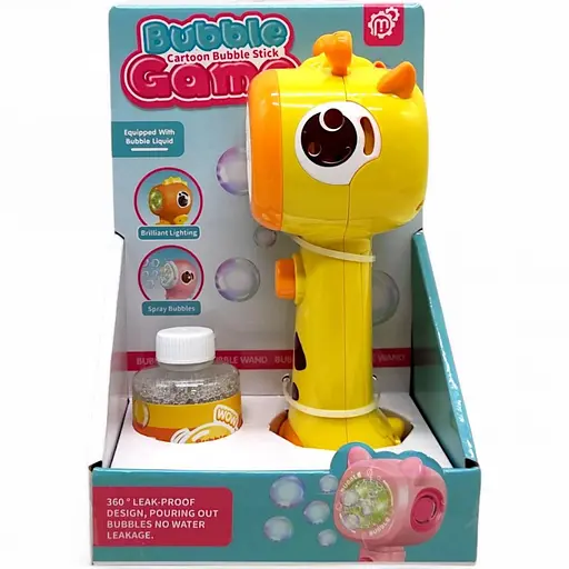 Установка с мыльными пузырями 2352 "Жираф", автоматический принцип работы, подсветка, в коробке (6983180190140) Жёлтый - фото 1