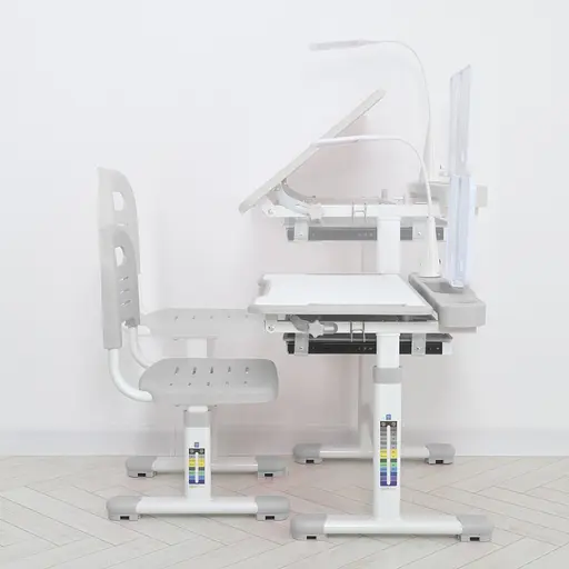 Парта M 5068-11 підставка для книги, лампа, сірий - фото 3