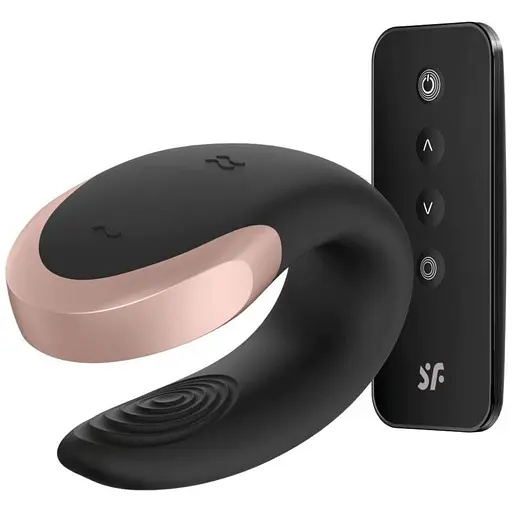 Вібратор для пар Satisfyer Double Love 8.6 см чорний - фото 2