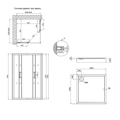 Душевая кабина Qtap Taurus CRM1011SC6 Clear 100x100 см + поддон Qtap Tern 301112, Универсальная, хром, мелкий до 20 см - фото 2