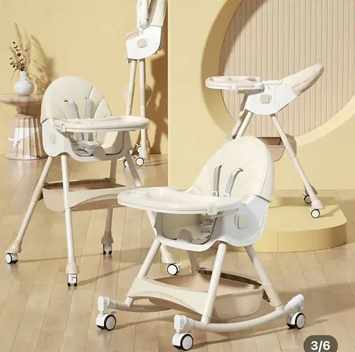 Стілець для годування + крісло-гойдалка 2в1 Бежевий колір - фото 1