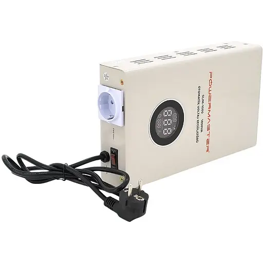 Стабілізатор напруги Powermaster SW-1000 1000W LED настінний релейний 6 ступенів 120-275V 220±7% 2 Shuko White