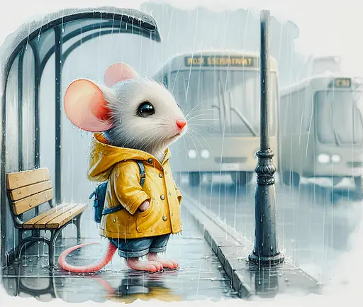 Дерев'яний фігурний пазл Мишеня на зупинці, А5, Картонна коробка 35 елементів - фото 3