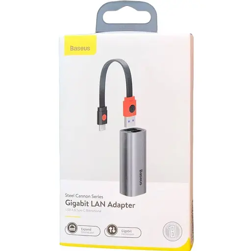 Перехідник Baseus Usb / Type-C to RJ45 Steel Cannon Series Bidirectional Gigabit LAN Adapter - фото 1