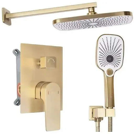 Душова система Rea Moby brushed gold + BOX прихованого монтажу REA-P2403, Золотий - фото 1