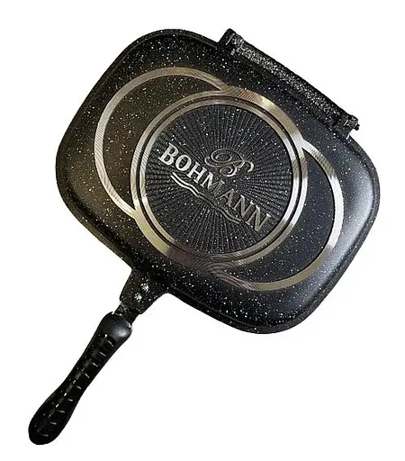 Сковорода гриль BOHMANN BH-1700-32MRB двухсторонняя 32 см с мармуровым покрытием. - фото 1