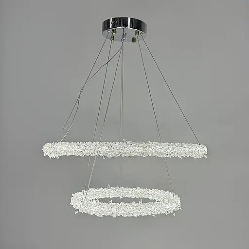 Невероятная хрустальная подвесная люстра Ø 60+40 см Ст. MD9105R-600+400 CH | Line F - фото 4