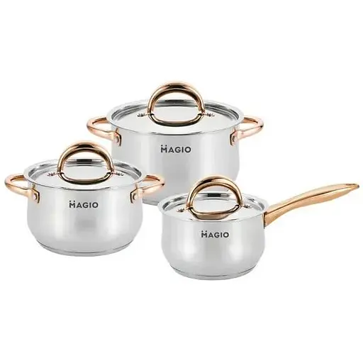 Набор кухонной посуды Magio VG-1201 с антипригарным покрытием из нержавеющей стали 1,9 л 2,6 л 3,6 л - фото 1
