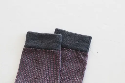 Высокие носки в полоску бесшовные 100% ORGANIC cotton JILL ANTONY серо-фиолетовые 38-40 - фото 2