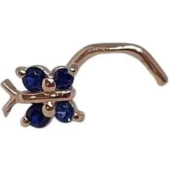 Золотая серьга-пирсинг в нос Dear с фианитами. 1041.11 Синий