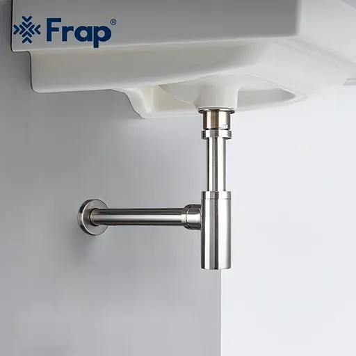 Полусифон для умывальника Frap F82-5 под донный клапан, латунь, сатин, Хром матовый - фото 2