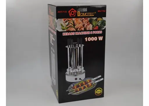 Домашняя электрическая шашлычница Domotec Ms-7782 1000 Вт белая - фото 2