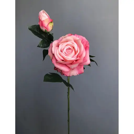 Роза искусственная Deluxe Real Touch на стебле 65 см латекс розовая - фото 2