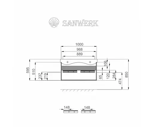 Тумба підвісна Sanwerk Алесса Air 100 Білий з умивальником Idea (MV0000898) Венге - фото 2