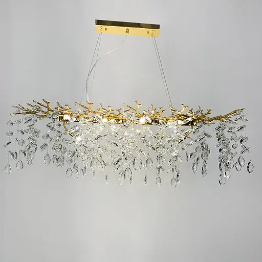 Видовжена золота люстра DIAMINA з кришталевим камінням Line.F Довжина 100 см - фото 2