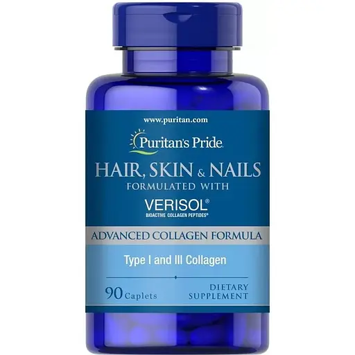 Вітаміни та мінерали Puritan's Pride Hair Skin and Nails with Verisol, 90 каплет