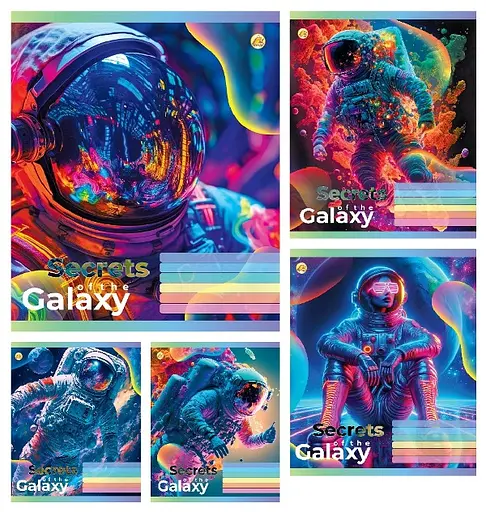 Зошити учнівські 48 аркушів клітинка Тверда Секрети Галактики, 10 шт. в упаковці