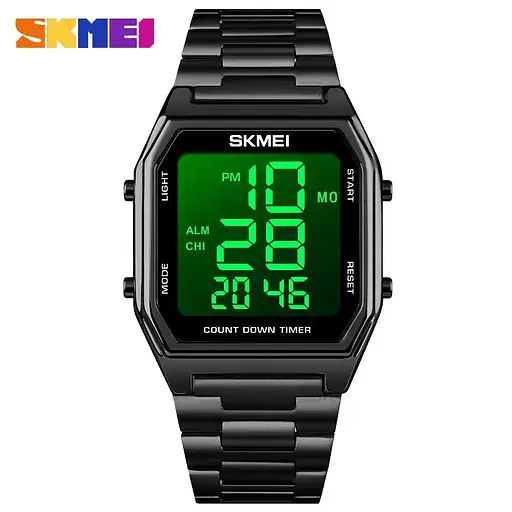 Чоловічий наручний годинник Skmei 1735 (Чорний з чорним циферблатом - фото 2