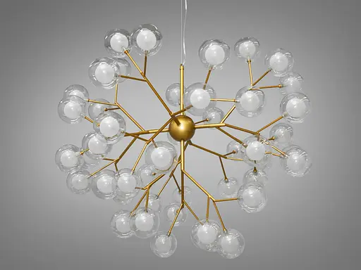 Повітряна, гармонійна люстра "Світлячок", 45 ламп, золото сатин - фото 2