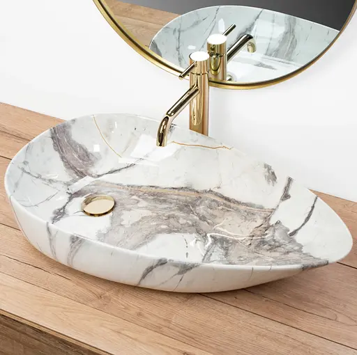 Умивальник Rea Greta 65 Thunder Shiny накладний мармур REA-U6500, Мармур - фото 3