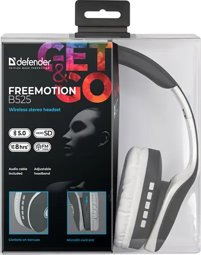 Навушники Defender FreeMotion B525 Bluetooth Gray-White (63527) - фото 6