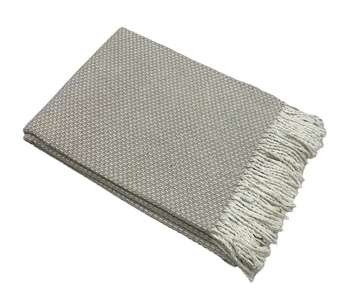 Плед бавовняний Vladi Валенсія Boucle 140х200 білий-пісок - фото 1