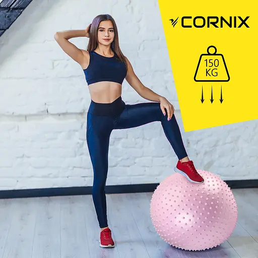 Мяч для фитнеса (фитбол) Cornix 55 см массажный Anti-Burst Light Pink XR-0473 - фото 4