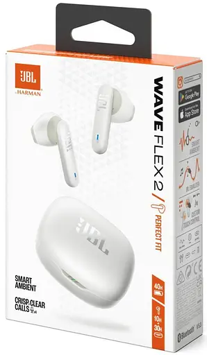 Навушники бездротові стереогарнітура в кейсі JBL Wave Flex 2 (JBLWFLEX2WHT) білі - фото 4