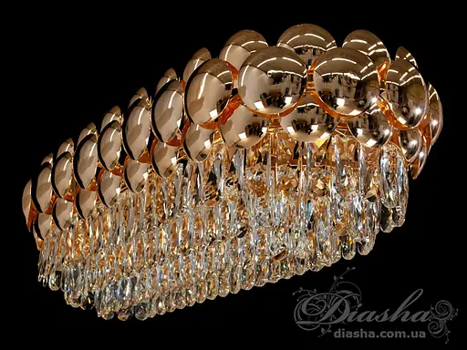 Золота кришталева люстра на кухню овальної форми на 10 ламп - фото 2