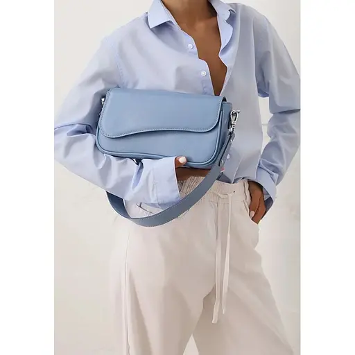 Жіноча шкіряна сумка Nona блакитний краст - фото 1