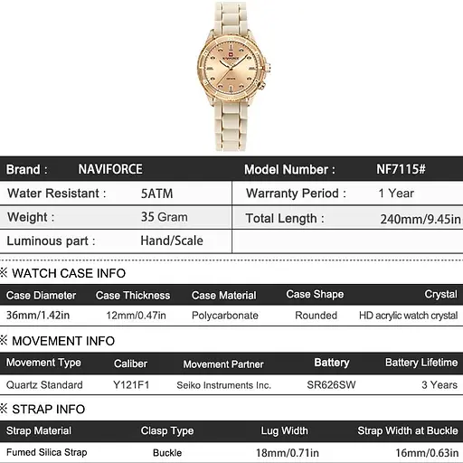 Годинник Naviforce Evelin 5 Bar - фото 10