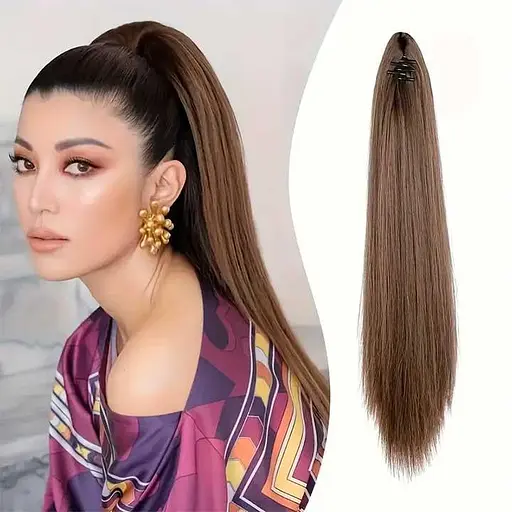 Шиньйон накладний хвіст на шпильці Didaka пряме волосся 50 см "Шатенка" K0973-2 - фото 2