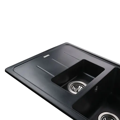 Гранітна мийка Globus Lux Izeo чорний металiк 780x500 мм А0001, Чорний - фото 4