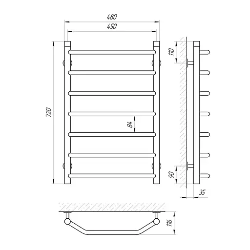 Водяна рушникосушка Laris Вікторія П7 450x700 71207048, Хром - фото 2