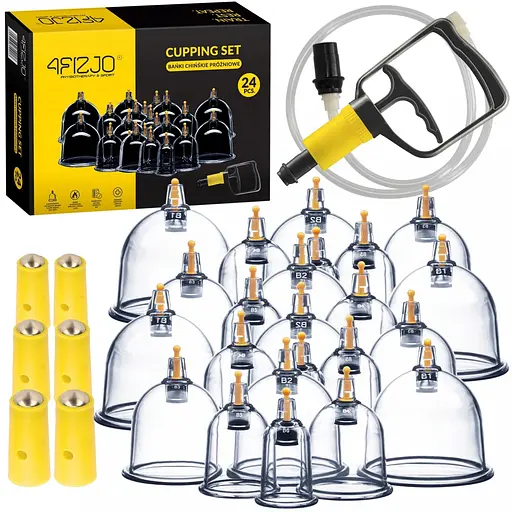 Вакуумные массажные банки 4FIZJO для тела (китайские/атницелюлитные банки) 24 шт с помпой 4FJ0580 (P-5907739319913) - фото 1