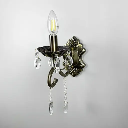 Бронзове бра-свічка із кришталевими підвісами Line F 6071/1 - фото 1