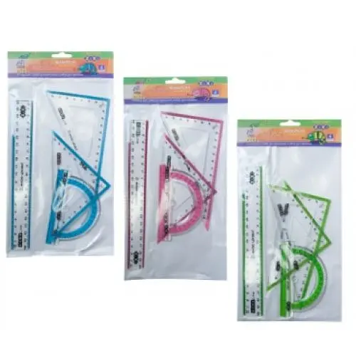 Комплект ZB.5680: линейка 20 см, 2 угольника, транспортир KIDS Line ZiBi розовый - фото 3