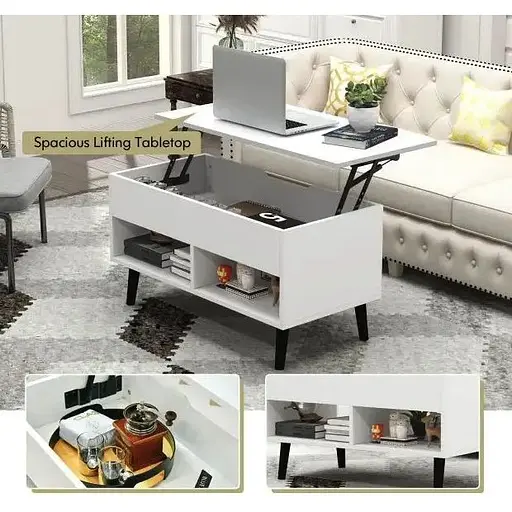 Стол трансформер Costway Lagom в стиле Loft белый - фото 8