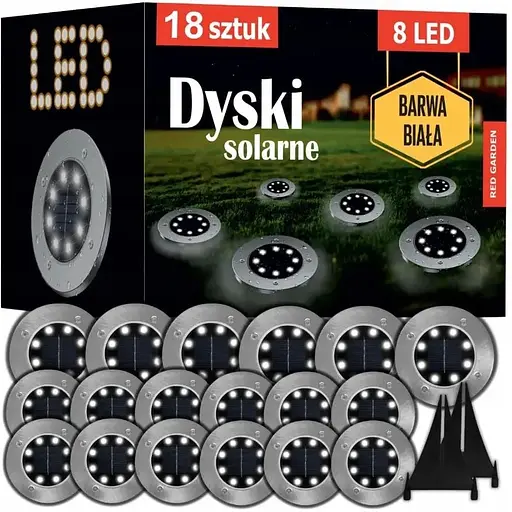 Дискові лампи In'Garden Red Garden на сонячній батареї 8 led набір 18 шт
