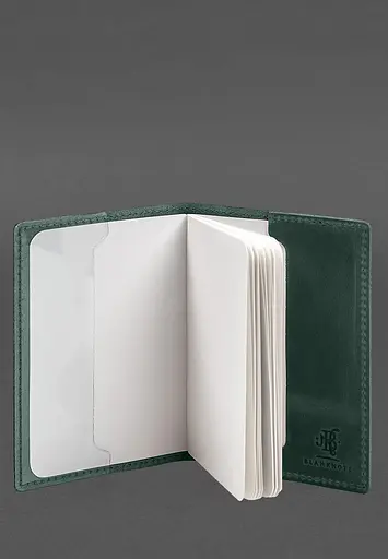 Кожаная обложка для военного билета 7.3 зеленая Crazy Horse - фото 7