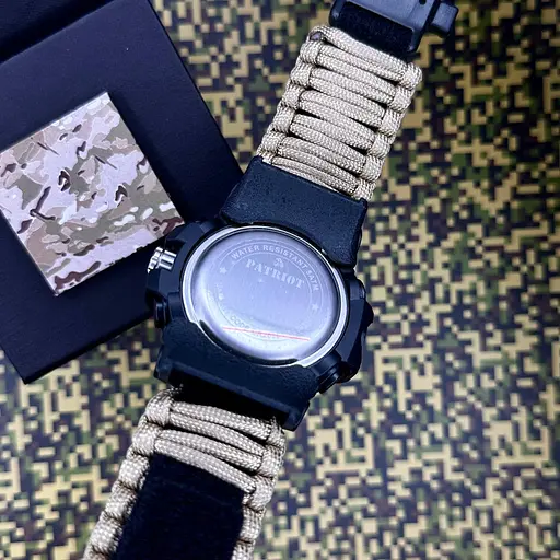 Наручний годинник чоловічий 012BKRDSU ЗСУ Чорний з червоним Паракордний ремінець Khaki + Коробка Patriot acs0031005 - фото 5