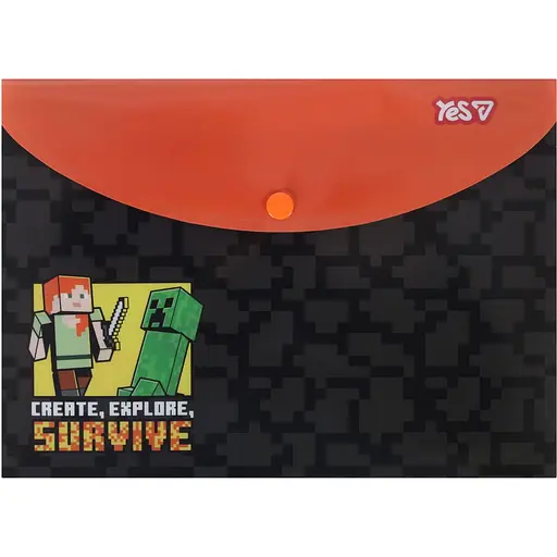 Папка-конверт Yes Minecraft Survive B5 на кнопке (492340)